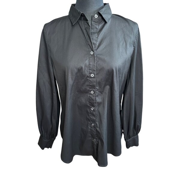Chico's Shirt Size 1.5 Medium Black Button Up Long Sleeve Stretch - Picture 4 of 16
